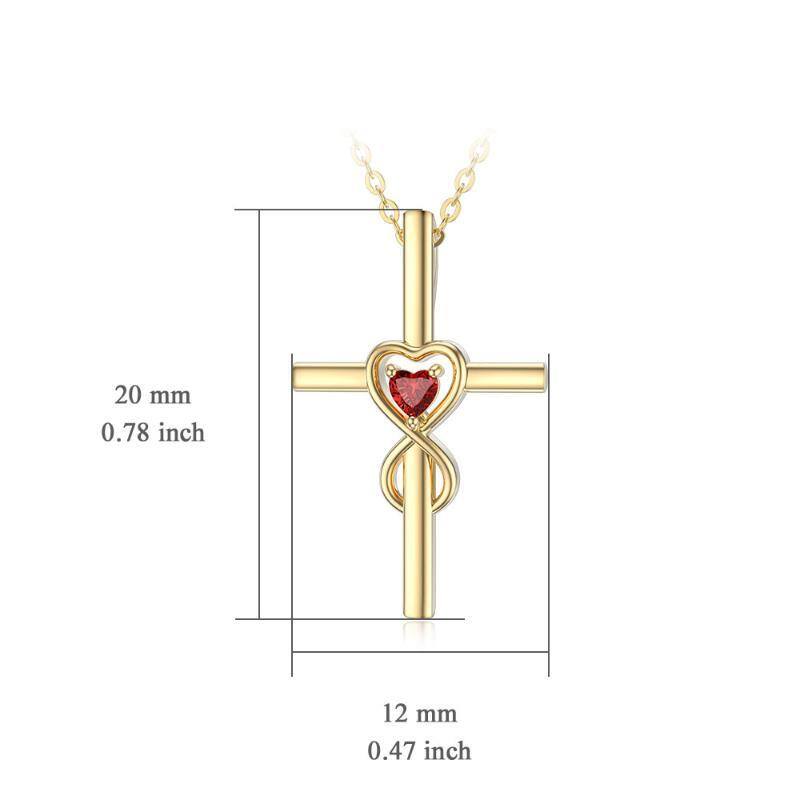 9K Gold Heart Cubic Zirconia Cross & Interlocking Hearts Pendant Necklace For Women-5