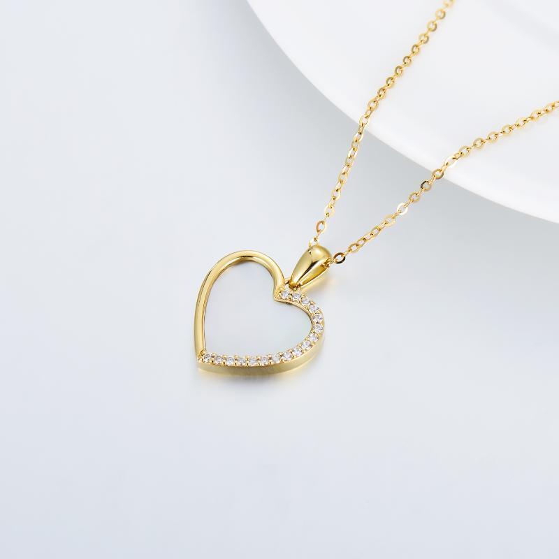9K Gold Herz-Perlmutt-Herz-Anhänger-Halskette für beste Freunde der Frauen-4
