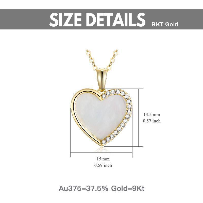 9K Gold Heart Mother Of Pearl Heart Pendant Necklace For Women Best Friends-5