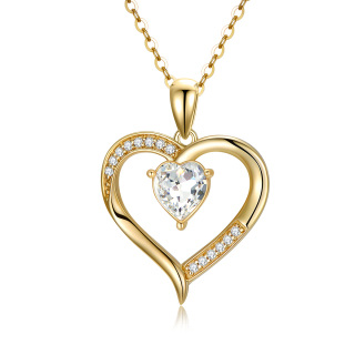 9K Gold Heart Pendant Necklace With 5A Austrian Zircon-43