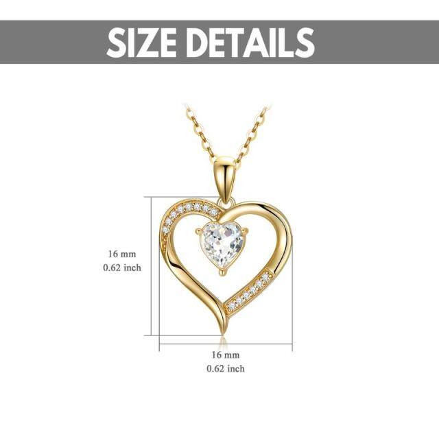 9K Gold Heart Shaped Cubic Zirkonia Herz Anhänger Halskette-6