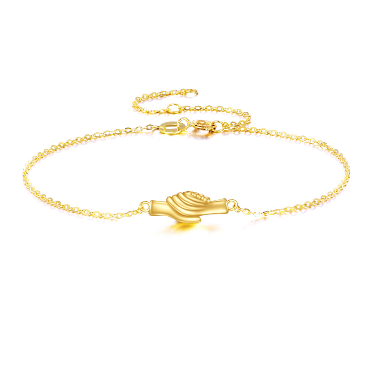 9K Gold Hold Hands Charm Bracelet-1