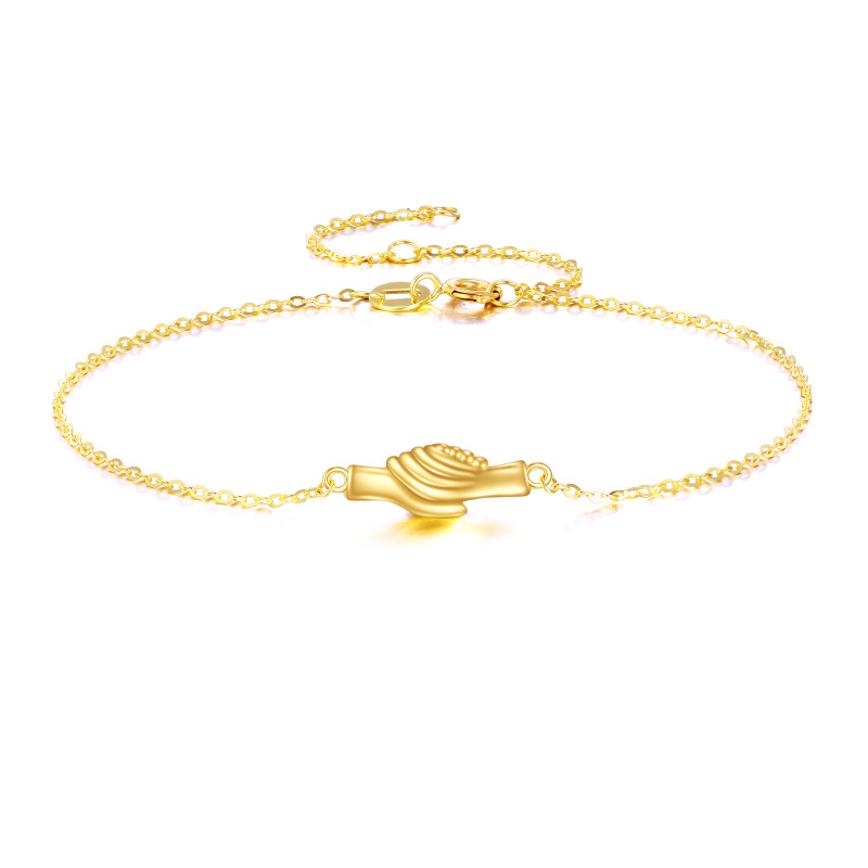 9K Gold Hold Hands Charm Bracelet-13
