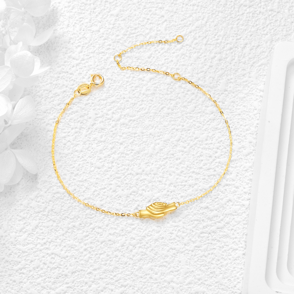 Bracciale con ciondolo Hold Hands in oro 9K-3