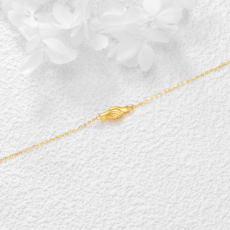 Pulseira com pendente mãos dadas em ouro branco 9K-4