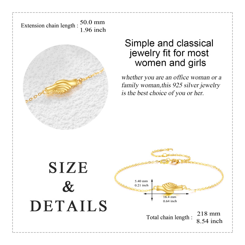 Pulseira com pendente mãos dadas em ouro branco 9K-5