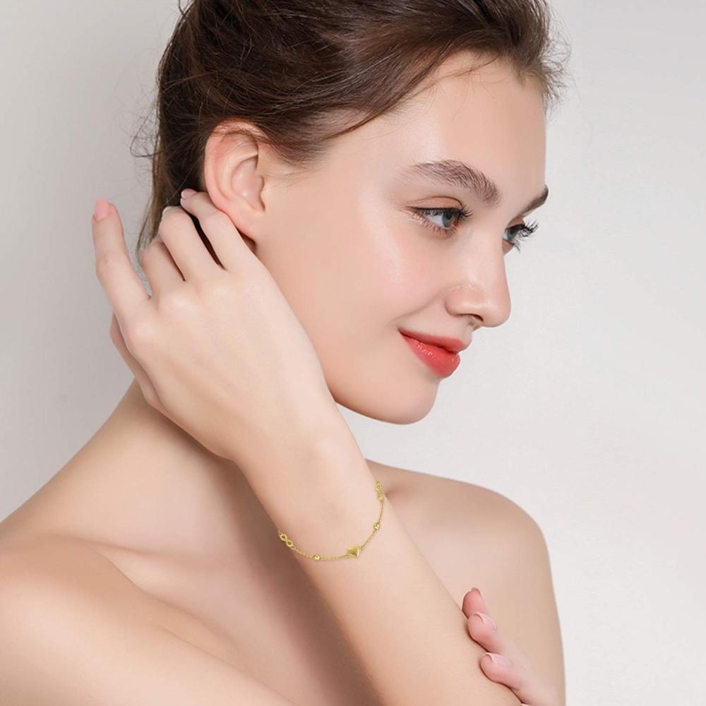Pulseira com pingente de símbolo infinito em ouro 9K-2