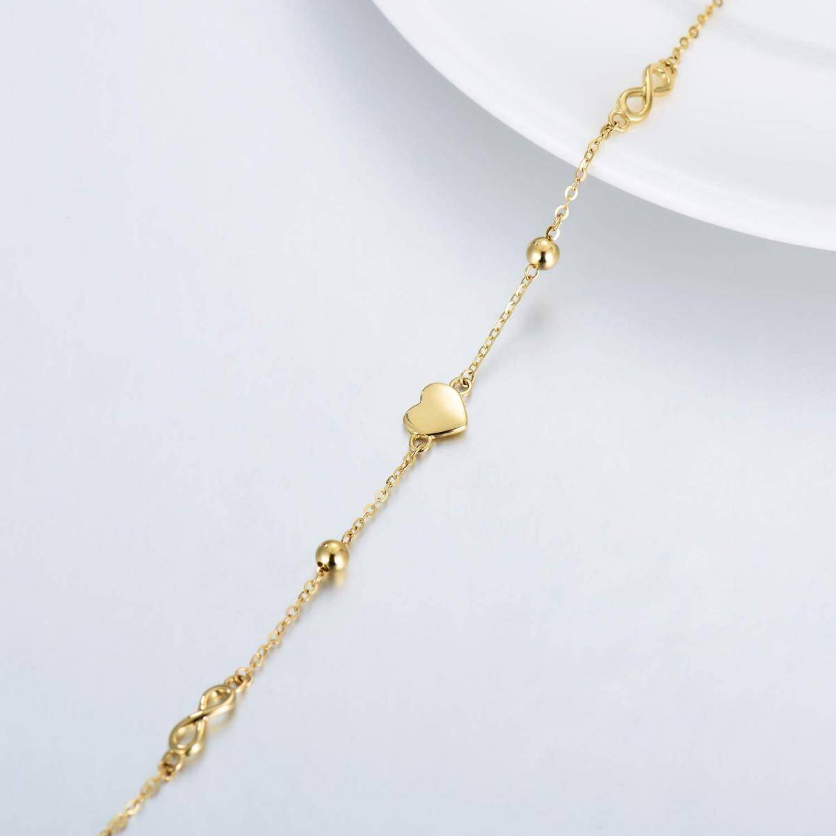 9K Gold Infinite Symbol Pendant Bracelet-3