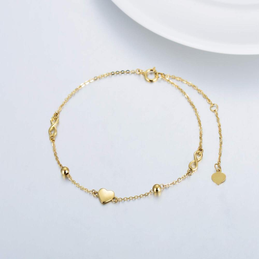 Pulseira com pingente de símbolo infinito em ouro 9K-4