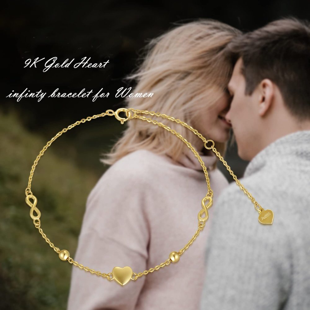 Pulseira com pingente de símbolo infinito em ouro 9K-5