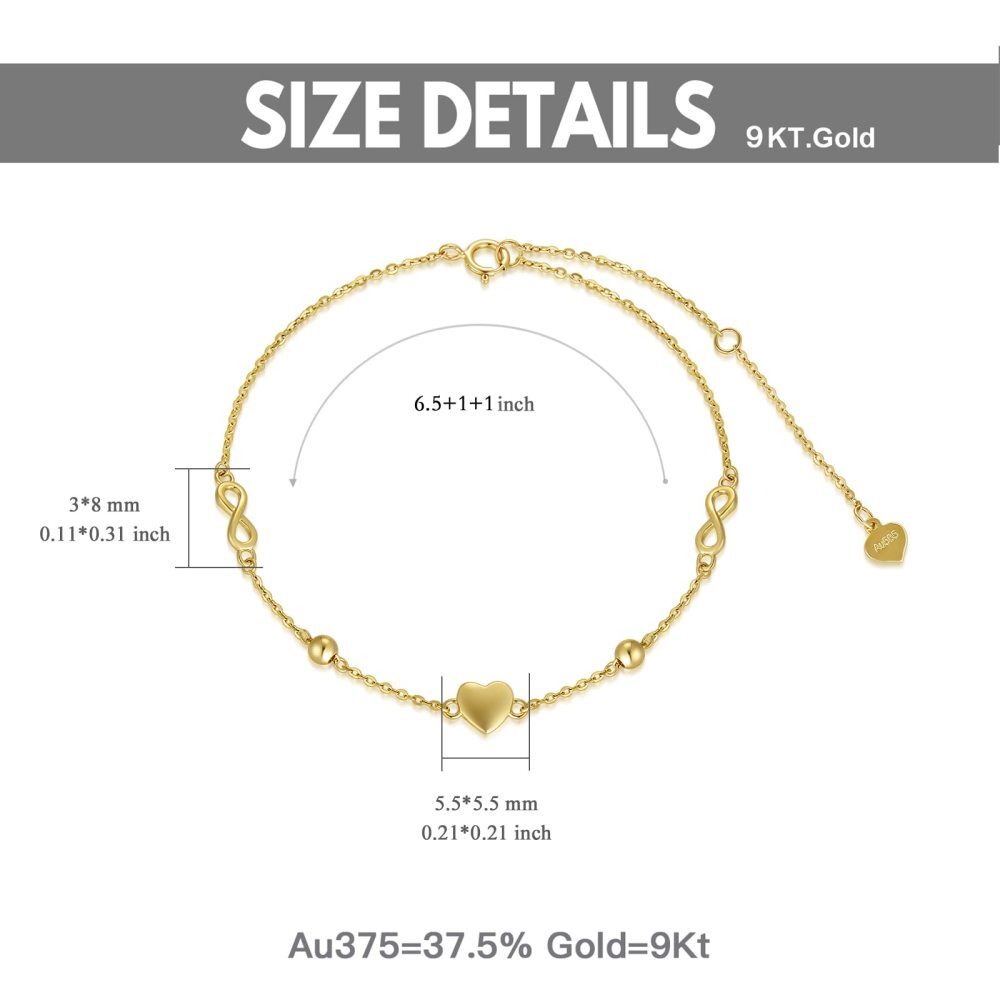 Pulseira com pingente de símbolo infinito em ouro 9K-6