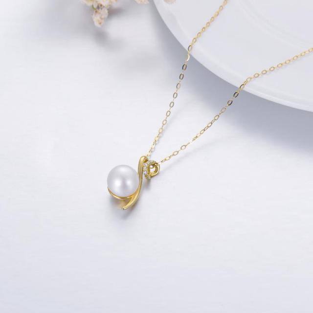 9K Gold Cubic Zirconia Infinite Symbol Pendant Necklace-4