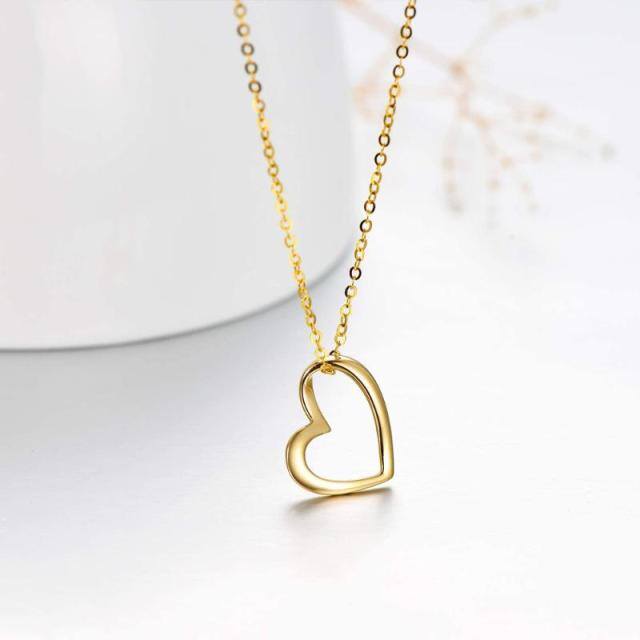 9K Gold Irregular Heart Pendant Necklace-3