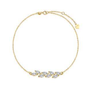 9K Gold Cubic Zirconia Leaves Charm Bracelet-42