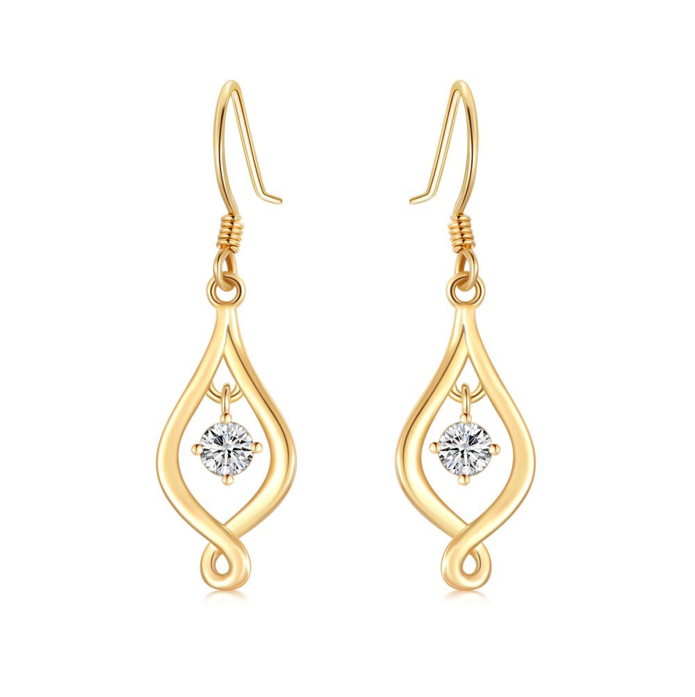 Set di orecchini con nodo a spirale celtico in oro 9K con moissanite-1