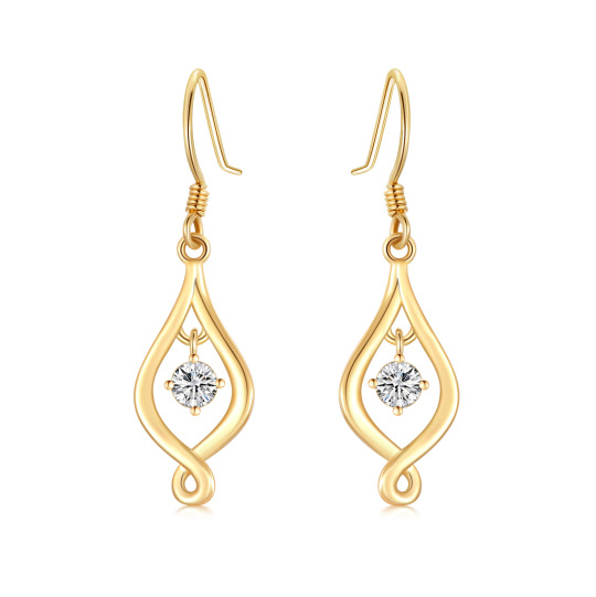 Set di orecchini con nodo a spirale celtico in oro 9K con moissanite