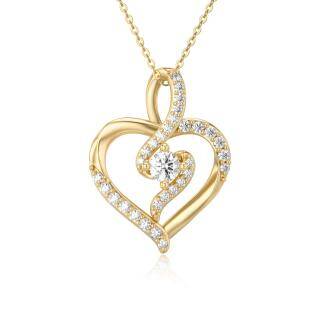 9K Gold Moissanite Heart Pendant Necklace-50