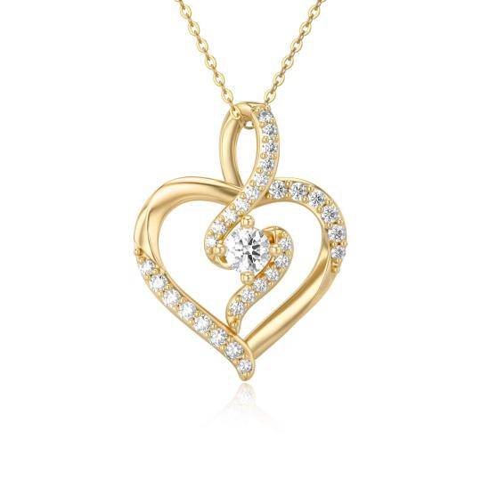 9K Gold Moissanite Heart Pendant Necklace