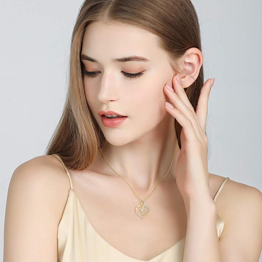 9K Gold Moissanite Heart Pendant Necklace-2