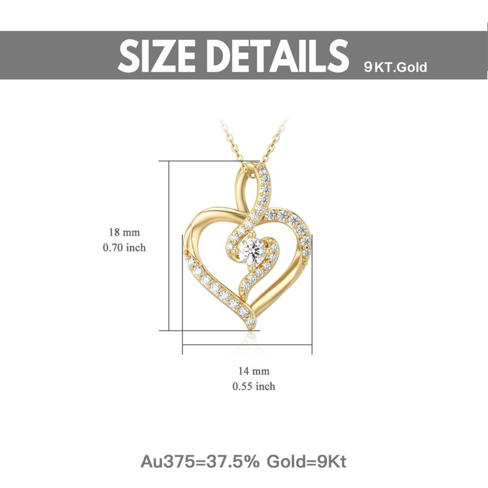9K Gold Moissanite Heart Pendant Necklace-6