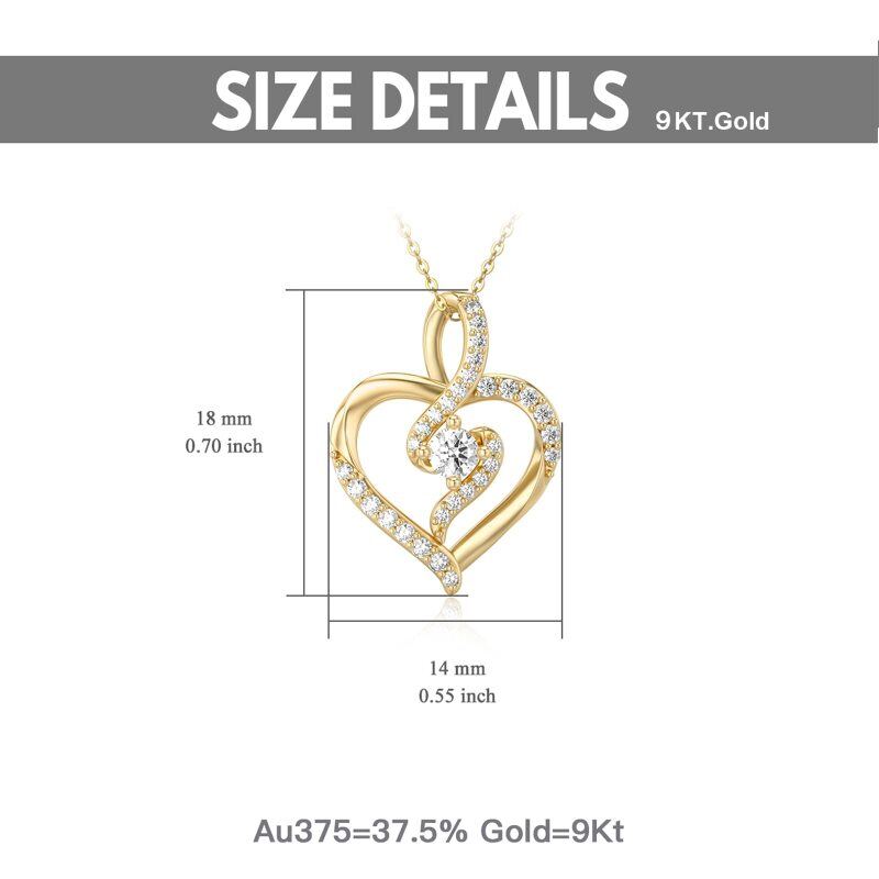 9K White Gold Moissanite Heart Pendant Necklace-6