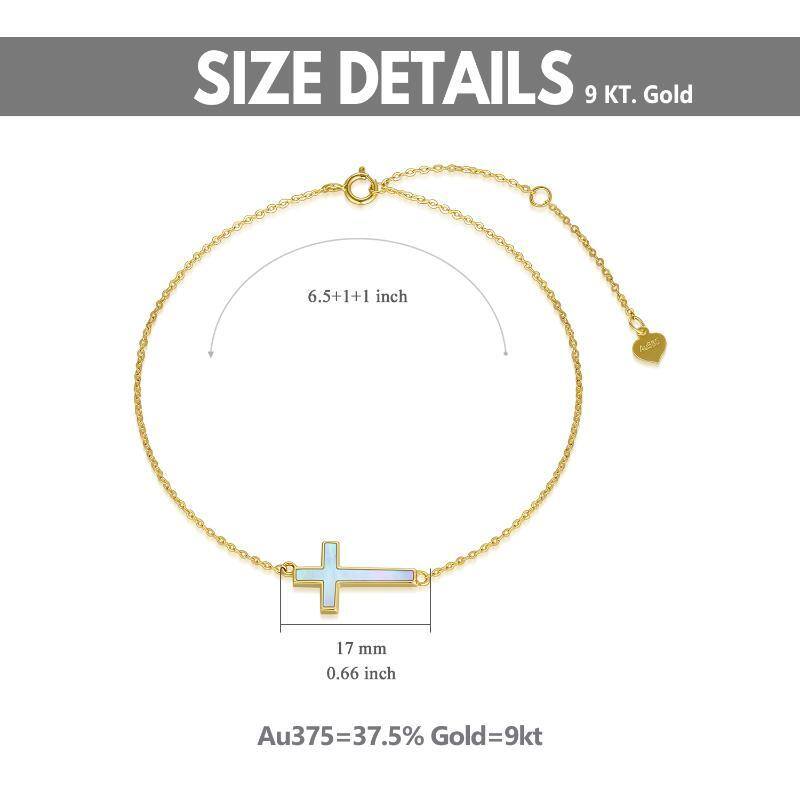 9K Gold Moonstone Cross Charm Bracelet-5