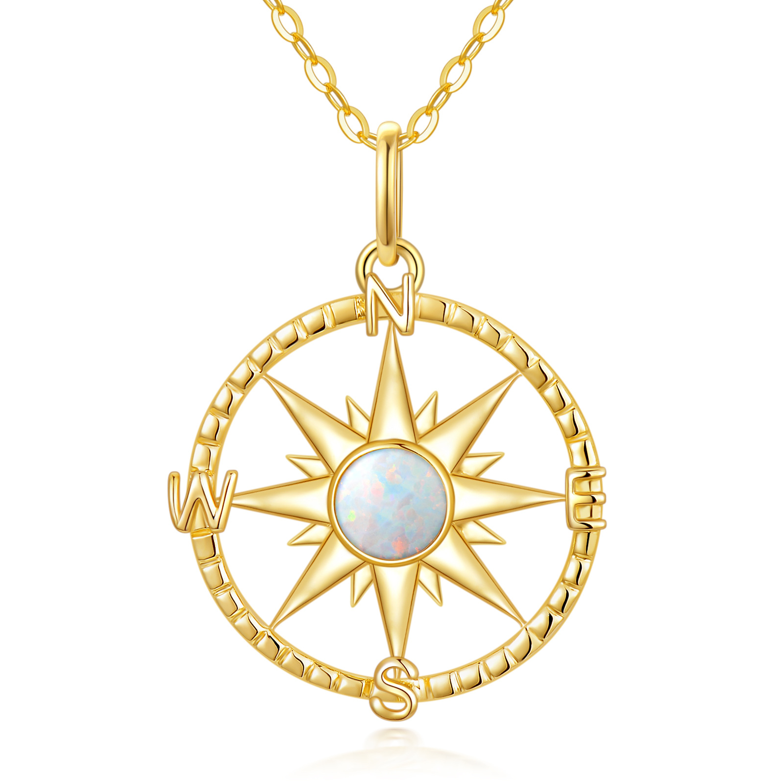 9K Gold Opal Compas… - image