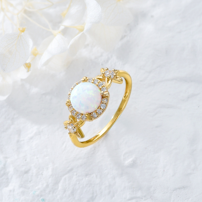 Bague de fiançailles couple en or 9K avec opale-4