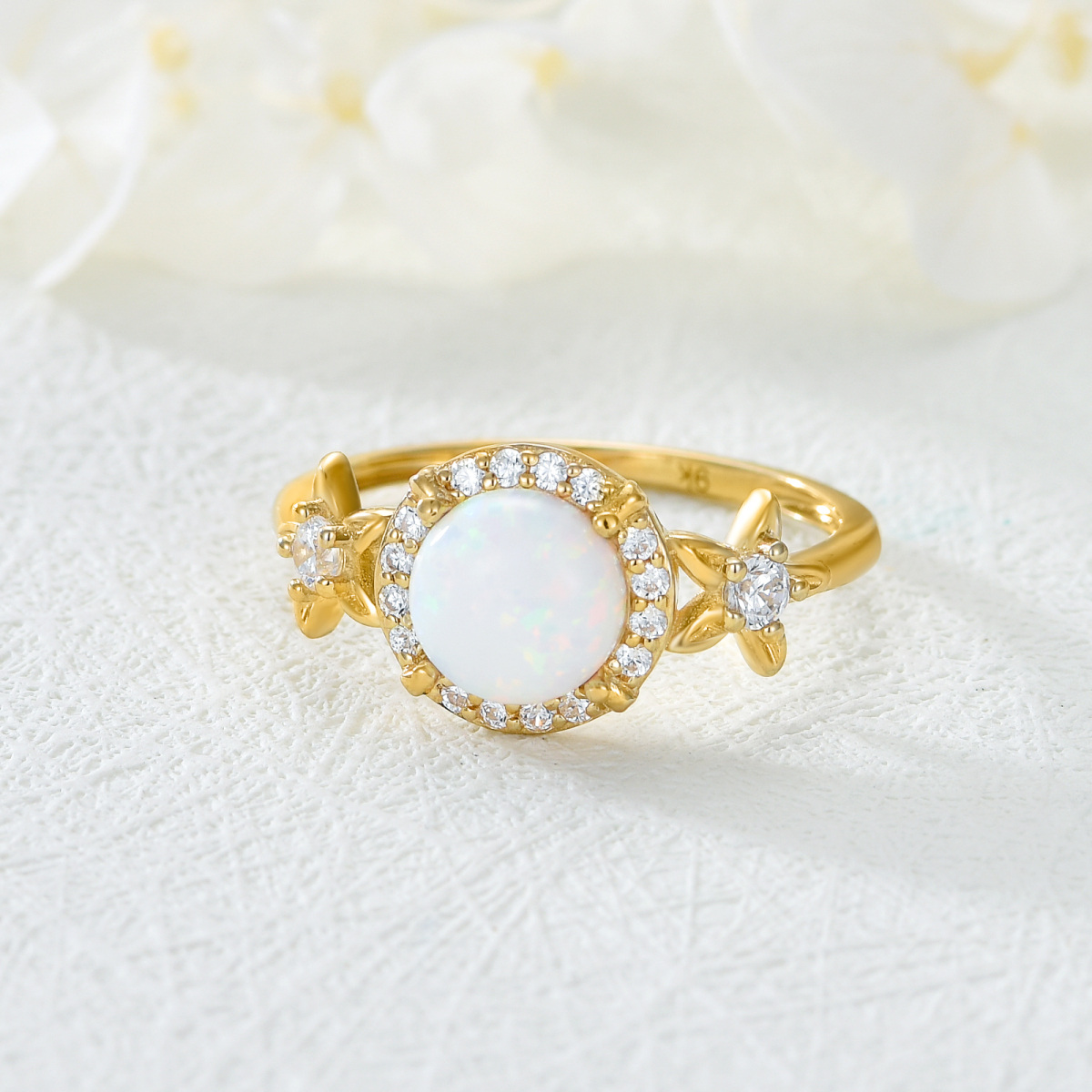 9K Gold Opal Couple Engagement Ring-5