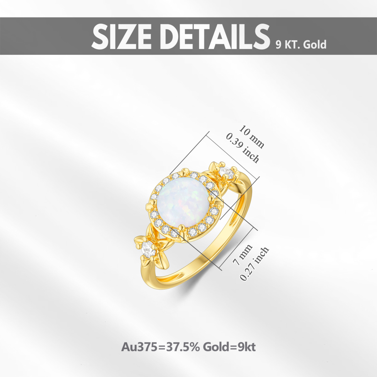 9K Gold Opal Couple Engagement Ring-6