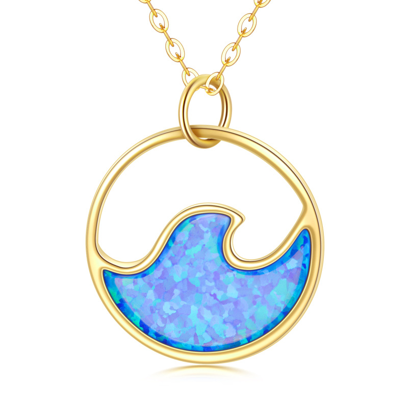 9K Gold Opal Spray Pendant Necklace-11