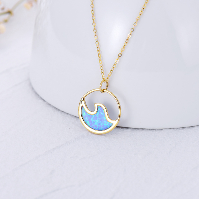 9K Gold Opal Spray Pendant Necklace-4