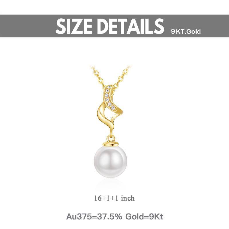 9K Gold Pearl & Cubic Zirconia Infinite Symbol Pendant Necklace-5