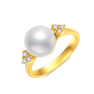 9K Gold Cubic Zirconia & Pearl Ring-28