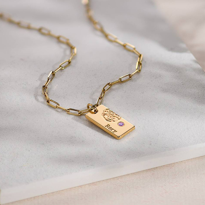 9K gouden kubieke zirkonia gepersonaliseerde geboortesteen geboortebloem hanger ketting voor vrouwen-3