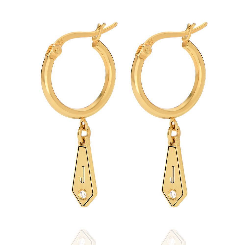 Pendientes de oro de 9 quilates con circonita cúbica, piedra de nacimiento personalizada y-1
