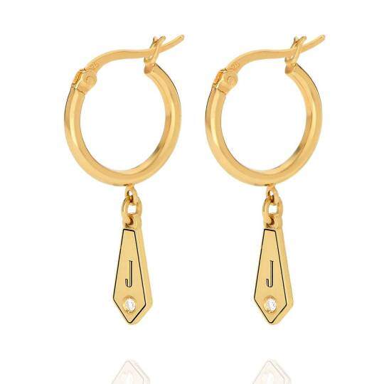 Boucles d'oreilles pendantes en or 9K avec zircon cubique, pierre de naissance personnalis