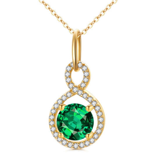 Collier à pendentifs en or 9K avec zircon cubique et pierre de naissance personnalisée