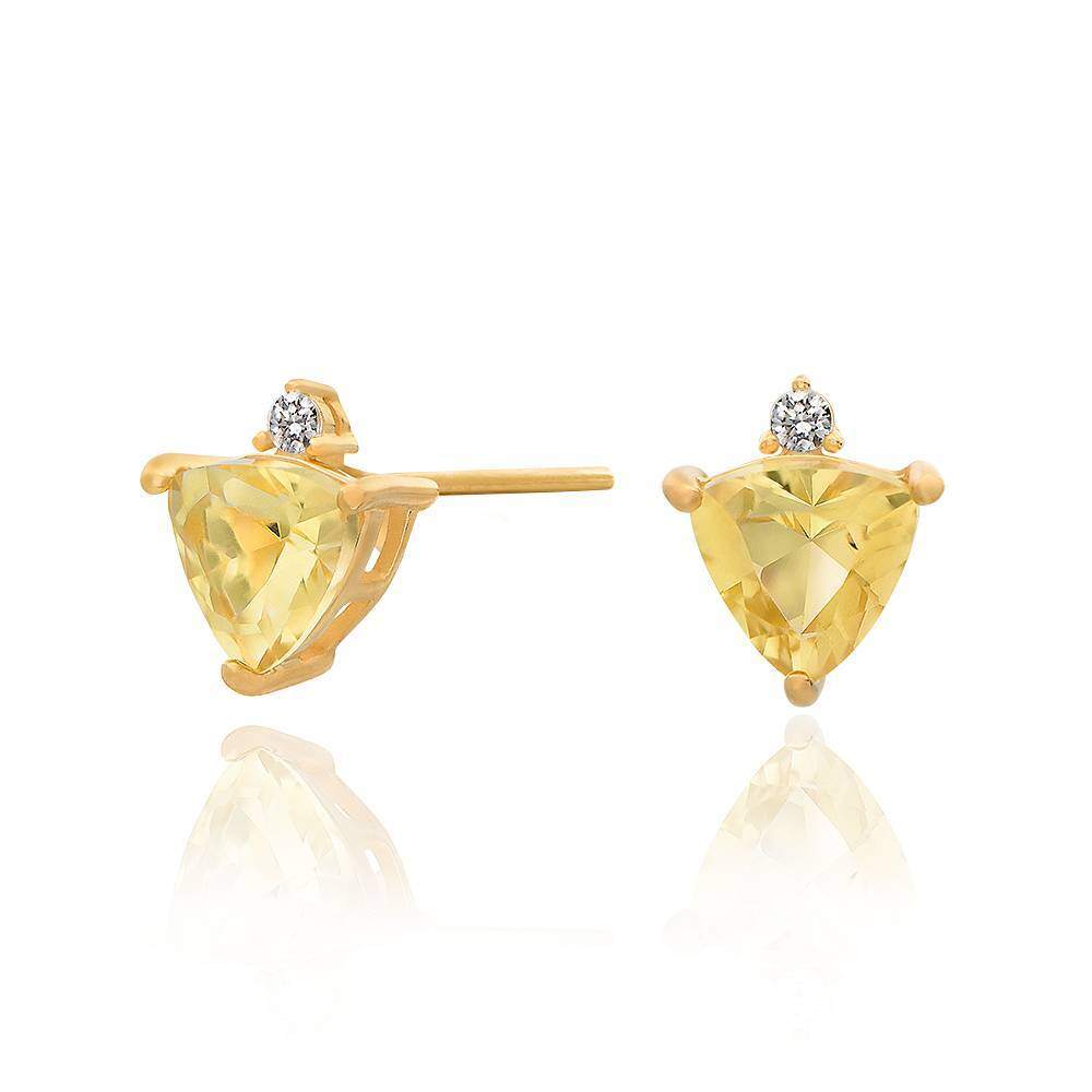 9K Gold Cubic Zirconia Personalized Birthstone Stud Earrings For Women-3