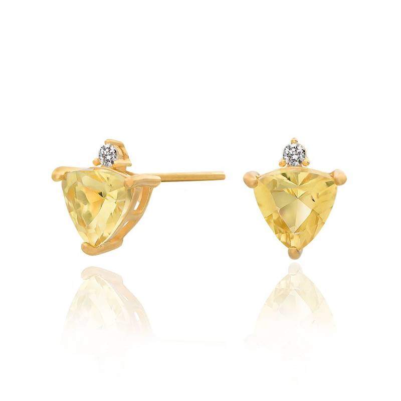 9K Gold Cubic Zirconia Personalized Birthstone Stud Earrings For Women-3