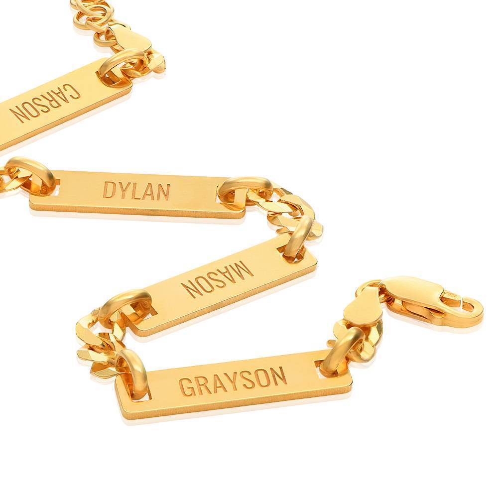 Pulsera de identificación con grabado personalizado en oro de 9 quilates-3