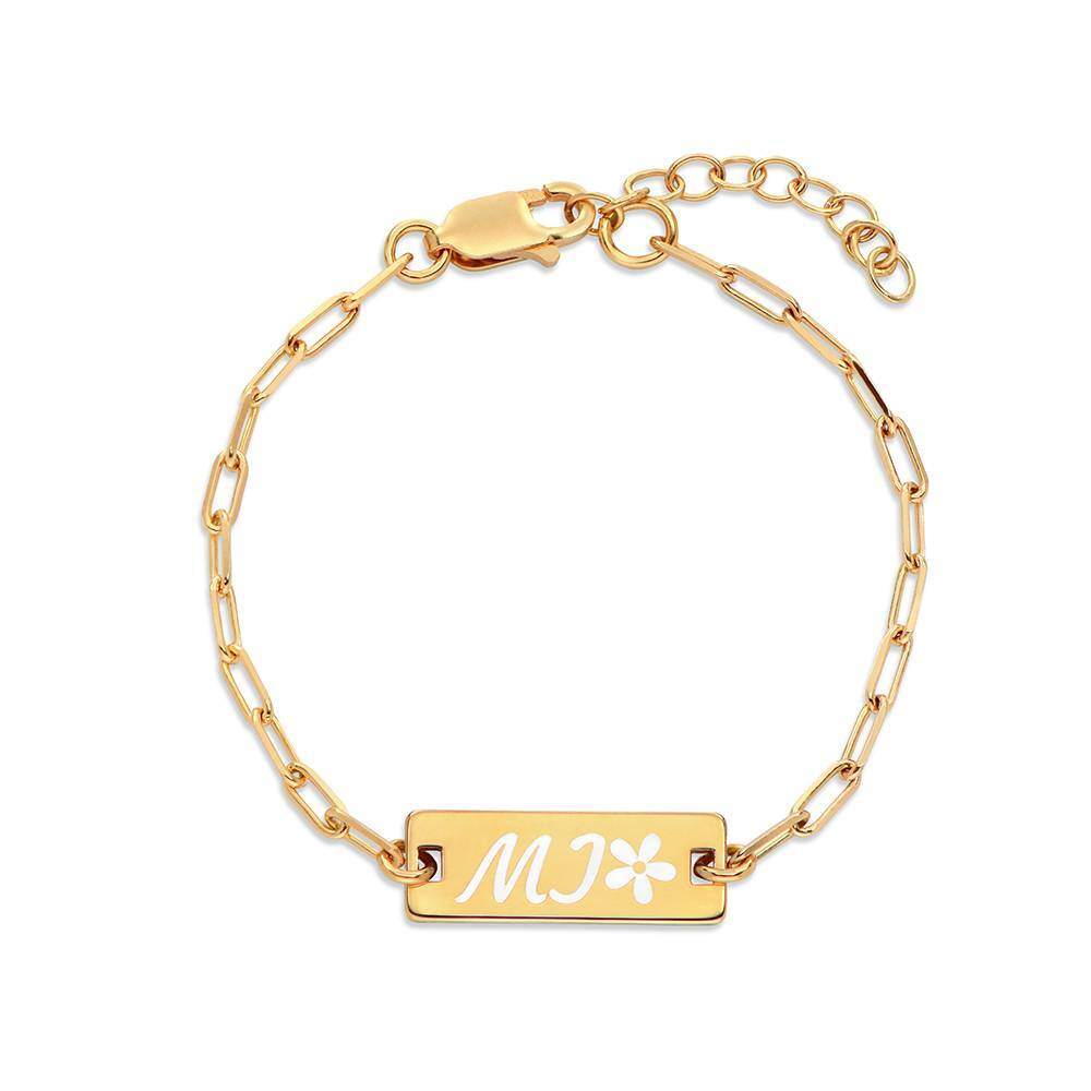 Pulsera de identificación con grabado personalizado en oro de 9 quilates-1