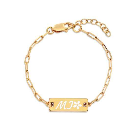 Pulsera de identificación con grabado personalizado en oro de 9 quilates