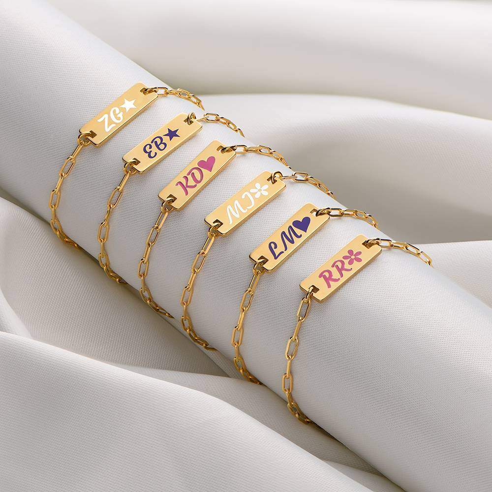 Bracciale identificativo personalizzato con incisione in oro 9K-3