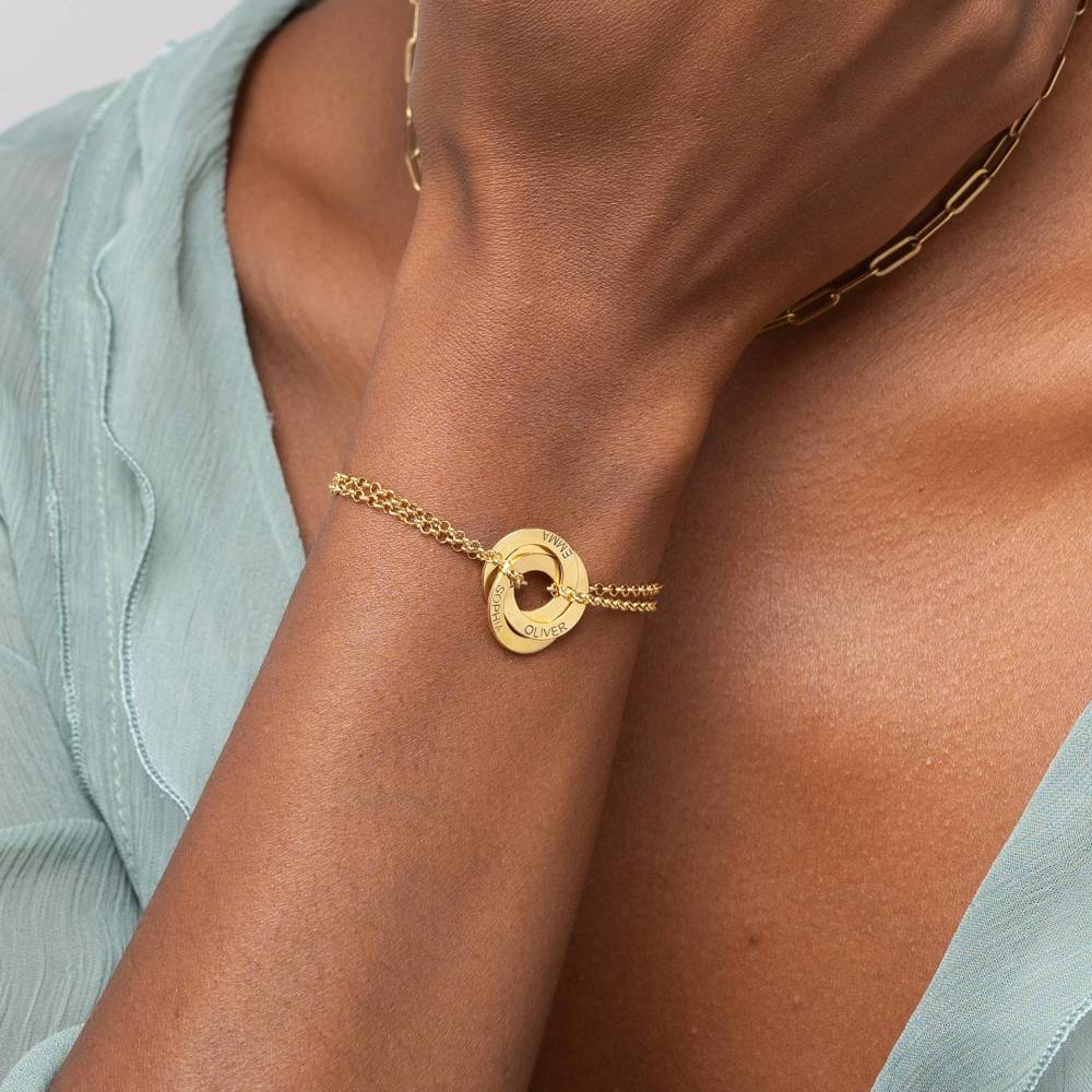 Pulsera con colgante grabado personalizado en oro de 10 quilates para mujer-2