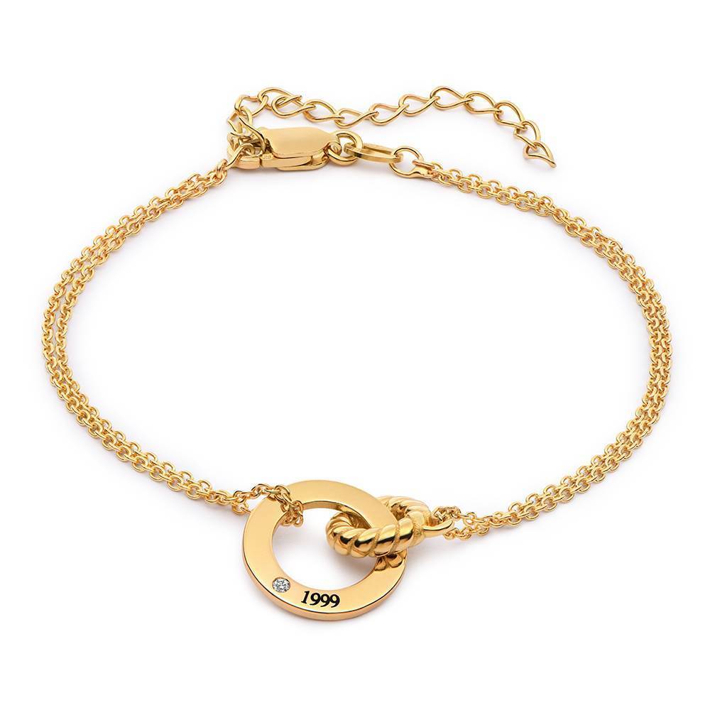 Pulseira pendente com gravação personalizada de zircónias cúbicas em ouro de 9K para mulhe-1