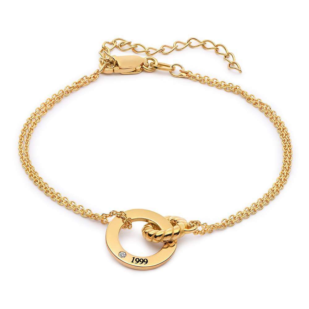 Pulseira com pingente de gravura personalizada de zircônia cúbica de ouro 9K para mulheres-1