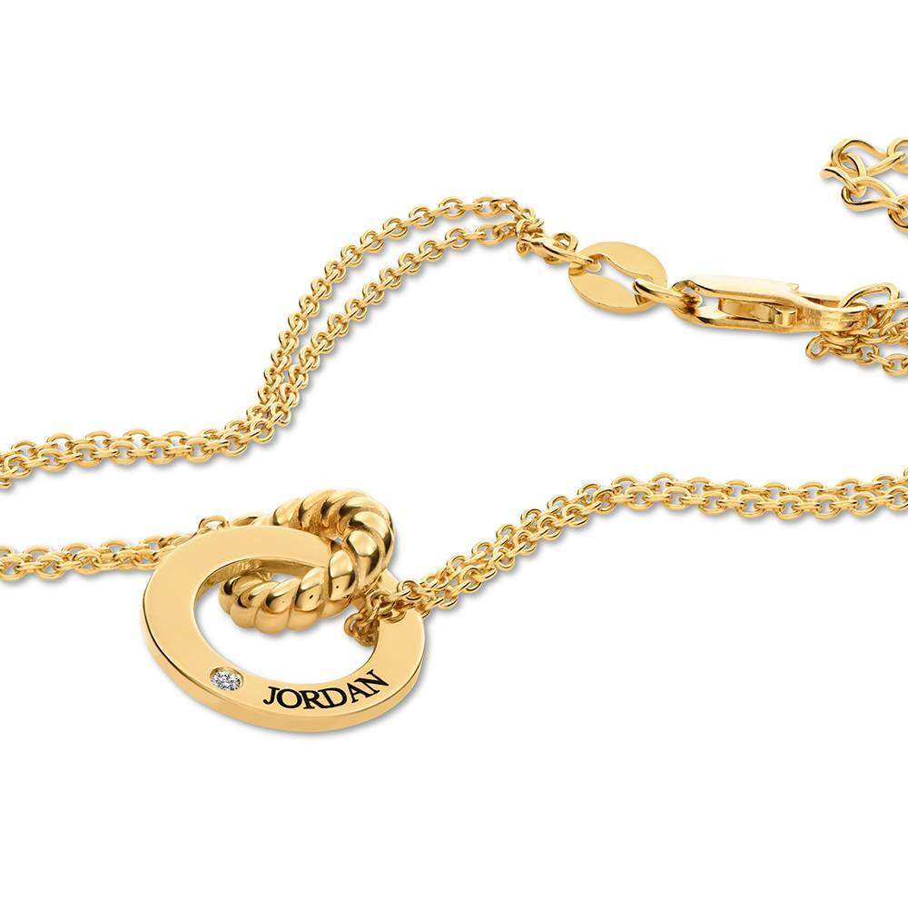 9K Gold Cubic Zirconia Personalized Engraving Pendant Bracelet For Women-3