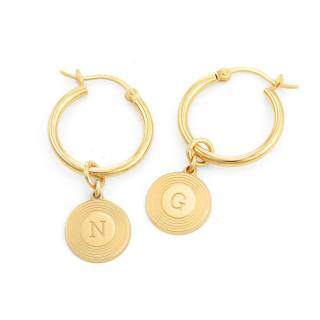 9K Gold Personalized Initial Letter Drop Earrings-11