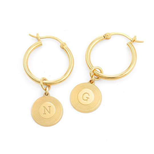 9K Gold Personalized Initial Letter Drop Earrings